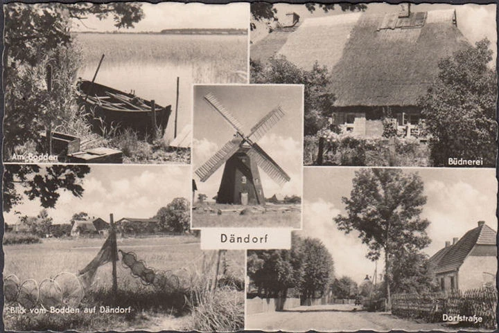 AK Dändorf, Büdnerei, Dorfstraße, Am Bodden, gelaufen 1961