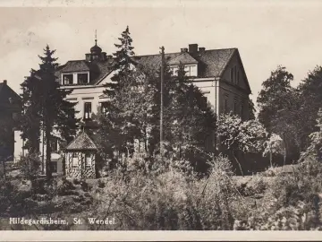 AK St. Wendel, Hildegardisheim, Bahnpost, gelaufen 1937