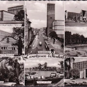 AK Leverkusen Wiesdorf, Rathaus, Hauptstraße, Sparkasse, Verwaltungsgebäude, gelaufen 1958