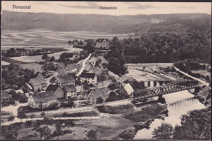 AK Gutenstein, Stadtansicht, Eisenbahnbrücke, ungelaufen