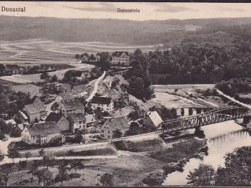 AK Gutenstein, Stadtansicht, Eisenbahnbrücke, ungelaufen