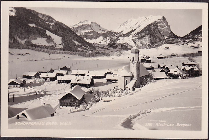 AK Schoppernau, Stadtansicht, Kirche, ungelaufen