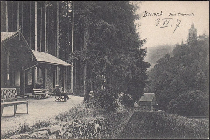 AK Bad Berneck, Alte Kolonnade, gelaufen 1907