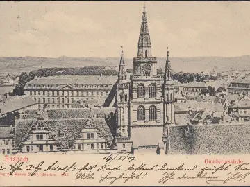 AK Ansbach, Gumbertuskirche, gelaufen 1907