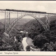 AK Solingen, Müngstener Brücke, Eisenbahn, gelaufen 1957