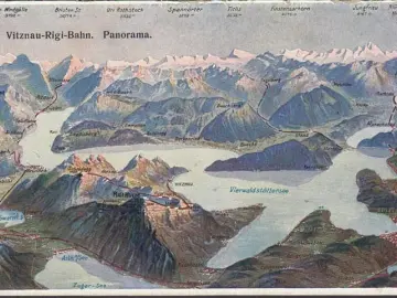 AK Rigi, Vitzgau Rigi Bahn, Rigi Scheidegg Bahn, Fahrplan, Ausflugsziele, Klappkarte, ungelaufen