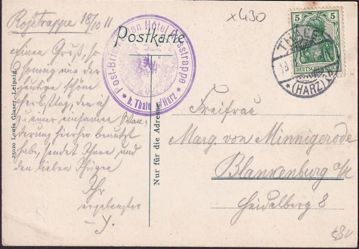 AK Thale, Pfeils Denkmal, Gedicht am Denkmal, gelaufen 1911