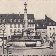 AK Saarbrücken, St. Johanner Markt, Post Haus, Gaststätte, Marktbrunnen, gelaufen 195?