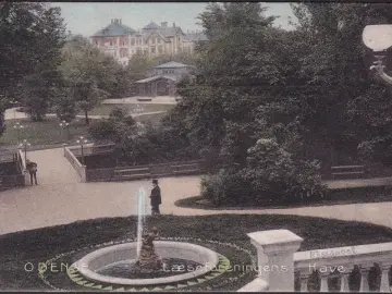 AK Odense, Garten des Lesevereins, gelaufen 1909