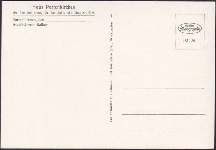 AK Partenkirchen, Haus Partenkirchen, Der Ferienheime für Handel und Industrie, ungelaufen