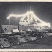 AK Wilhelmshaven, Abendfahrt in See, VW Käfer, Schiff Rüstringen, ungelaufen