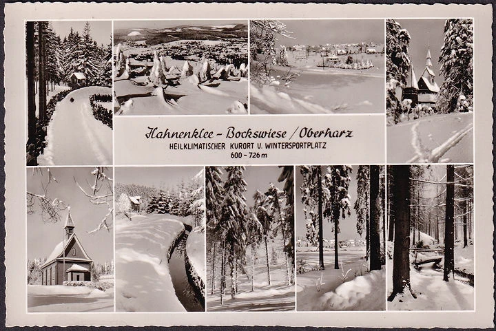 AK Hahnenklee Bockwiese, Kirche und Landschaft im Winter, Foto AK, ungelaufen