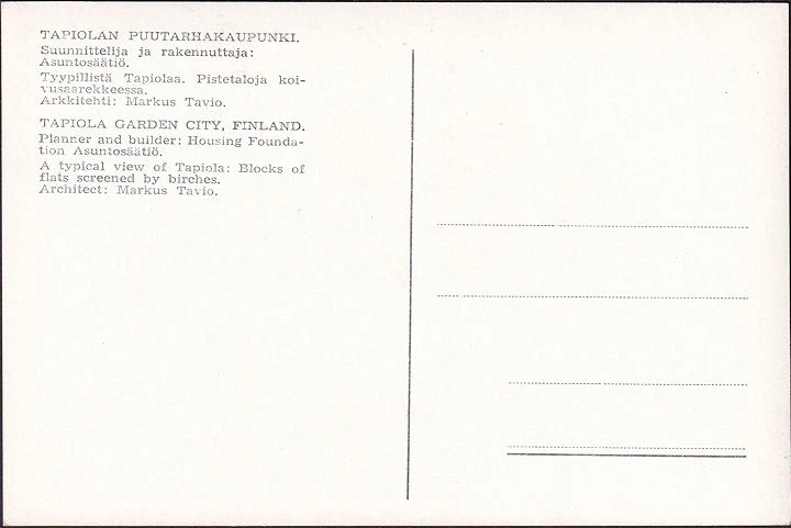 AK Tapiolan, Wohnblocks im Wald, ungelaufen