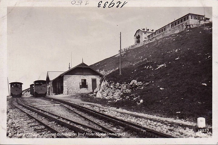 AK St. Wolfgang, Schafberg Zahnradbahn Bahnstation mit Hotel, ungelaufen