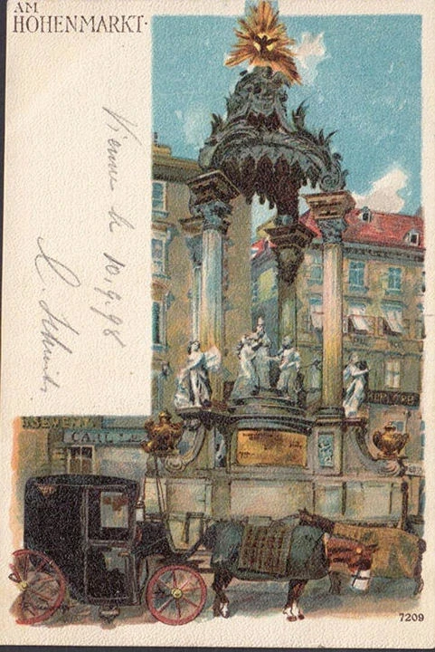 AK Wien, Am Hohenmarkt, Pferdekutsche, gelaufen 1898