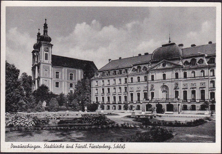 AK Donaueschingen, Stadtkirche und Schloss, ungelaufen