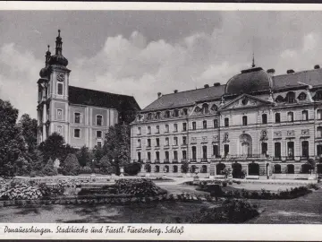 AK Donaueschingen, Stadtkirche und Schloss, ungelaufen