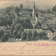 AK Gruss aus St. Martin am Techelsberg, Stadtansicht, Kirche, gelaufen 1899