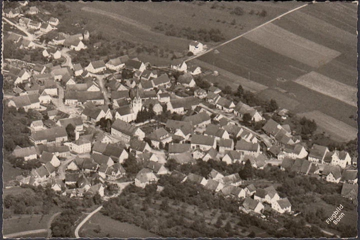 AK Riedöschingen, Fliegeraufnahme, Stadtansicht, gelaufen