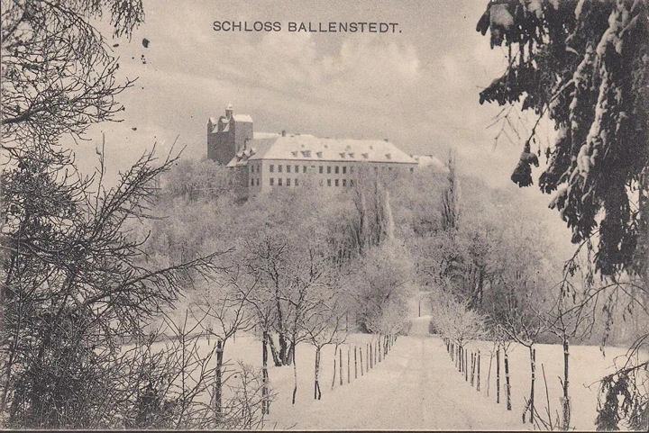 AK Ballenstedt, Schloss Ballenstedt im Winter, gelaufen 1914