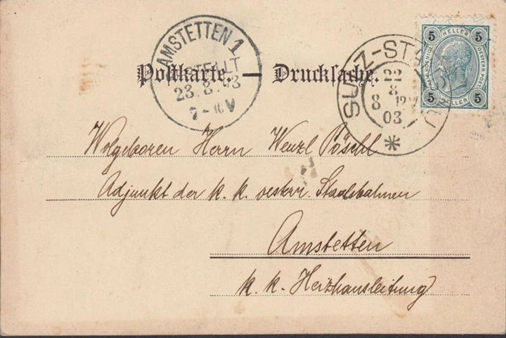 AK Sulz, Stangau, Stadtansicht, gelaufen 1903