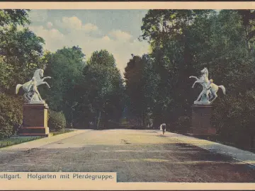 AK Stuttgart, Hofgarten mit Pferdegruppe, gelaufen 1911