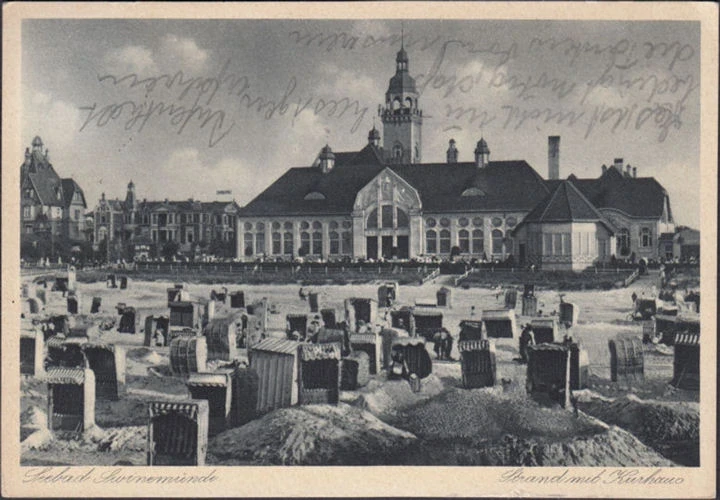 AK Swinemünde, Strand mit Kurhaus, gelaufen 1932