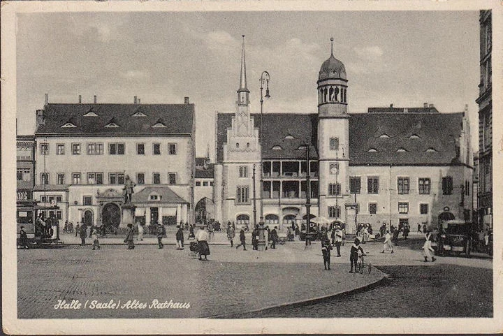 AK Halle (Saale), Rathaus, gelaufen 1946