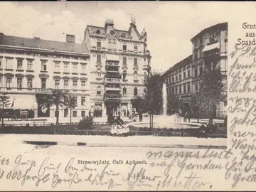 AK Gruss aus Spandau, Stresowplatz, Cafe Apitzsch, gelaufen 1901