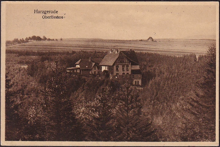 AK Harzgerode, Oberförsterei, Bahnpost, gelaufen 1937