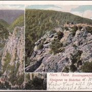 AK Thale, Rosstrappenfelsen mit Königsruh, gelaufen 1902