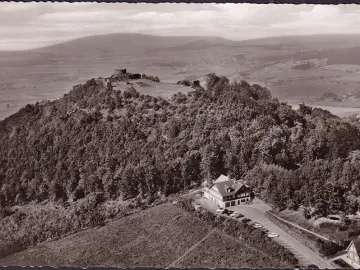 AK Melsungen, Burg Heiligenberg, Hotel und Restaurant, Fliegeraufnahme, gelaufen 1957