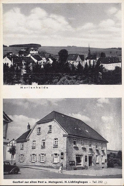 AK Marienheide, Gasthof zur alten Post und Metzgerei H. Lichtinghagen, ungelaufen