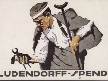 AK Ludendorff Spende für Kriegsbeschädigte, Verwundeter Soldat, ungelaufen