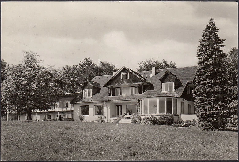 AK Riederau, Manfred Curry Klinik, Luftpost, gelaufen 1959