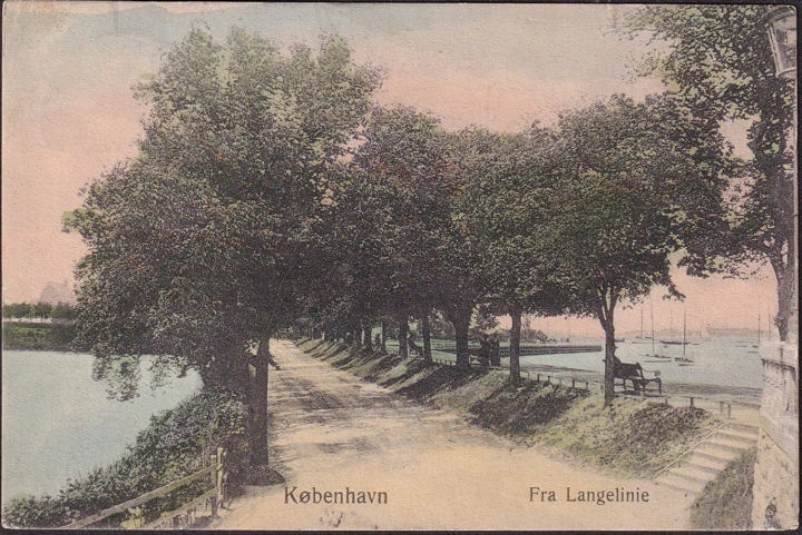 AK Kopenhagen, Von der Langelinie, Julmarke Friedrich VIII, Louise van Zweden, gelaufen 1907