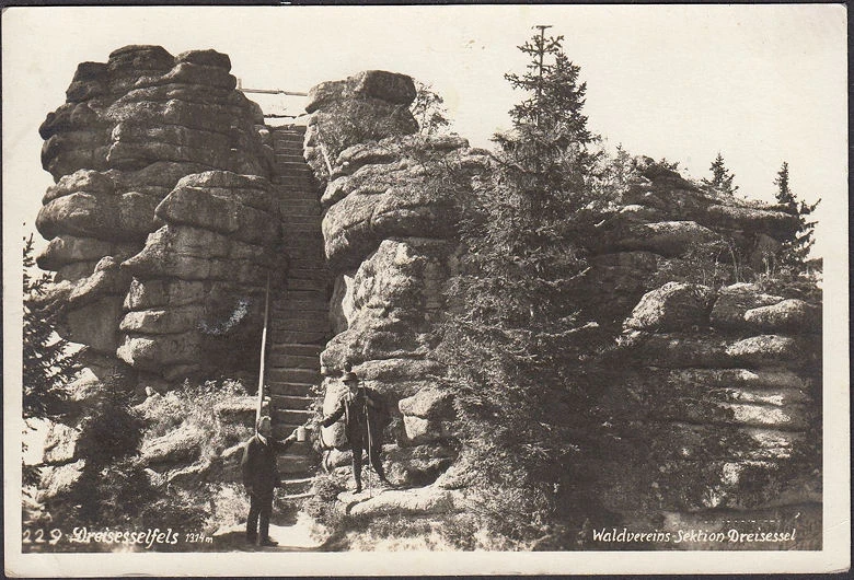 AK Freying Grafenau, Dreisesselfels, Unterkunftshaus Dreisessel, gelaufen 1929