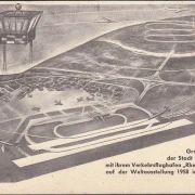 AK Frankfurt a. Main, Großmodell, Verkehrsflughafen, Weltausstellung Brüssel 1958, gelaufen 1958