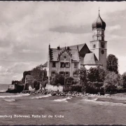 AK Halbinsel Wasserburg, Partie bei der Kirche, gelaufen 1958