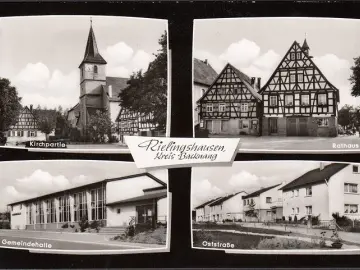 AK Rielingshausen, Rathaus, Oststraße, Gemeindehalle, Kirche, ungelaufen