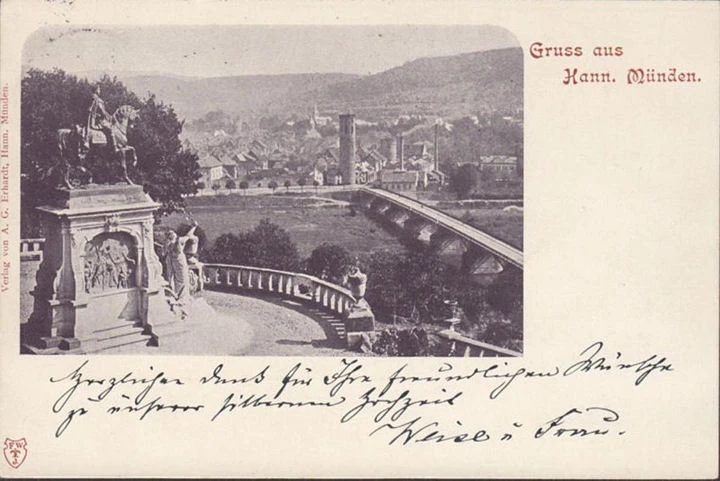 AK Gruss aus Hann. Münden, Stadtansicht, gelaufen 1899