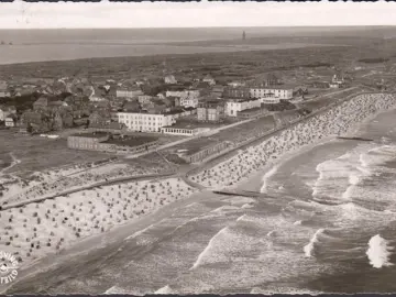 AK Wangerooge, Fliegeraufnahme, Stadtansicht, gelaufen 1958