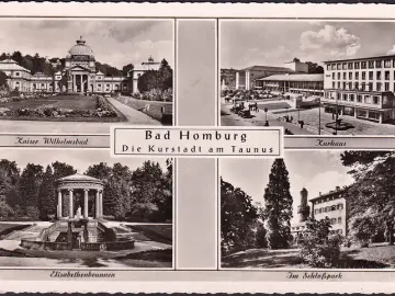 AK Bad Homburg, Kurhaus, Am Schlosspark, Elisabethenbrunnen, gelaufen 1960