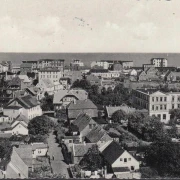 AK Wangerooge, Blick vom Leuchtturm, Stadtansicht, gelaufen 1956