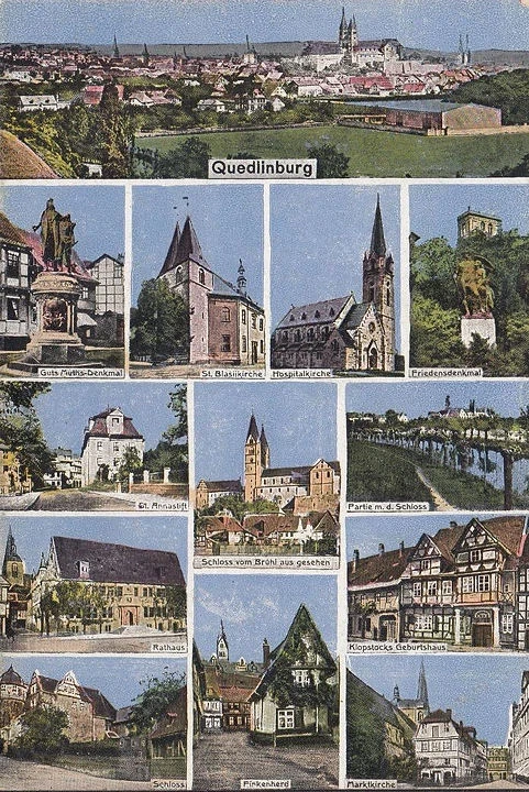 AK Quedlinburg, Rathaus, Schloss, Denkmal, Kirchen, ungelaufen