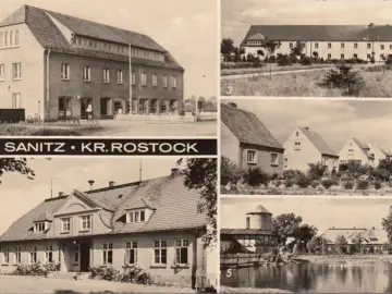 AK Sanitz, Landwarenhaus, Oberschule, Internat, Rostocker Straße, gelaufen 1971