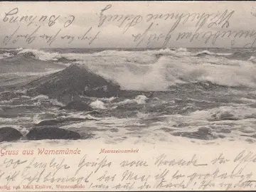 AK Gruss aus Warnemünde, Meereseinsamkeit, gelaufen 1903