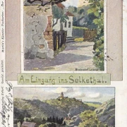 AK Meisdorf, Eingang ins Selketal, Blick von der Klopstocksklippe, gelaufen 1900