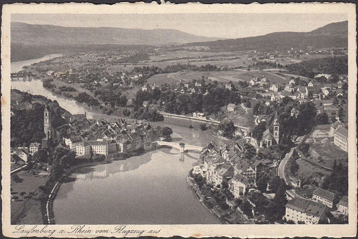 AK Laufenburg, Fliegeraufnahme, Stadtansicht, Brücke, gelaufen 1935