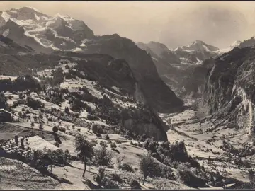 AK Wengen, Blick ins Lauterbrunnental, gelaufen 1924